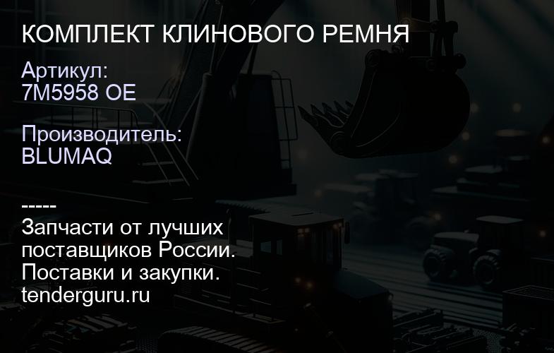 7M5958 OE КОМПЛЕКТ КЛИНОВОГО РЕМНЯ | купить запчасти